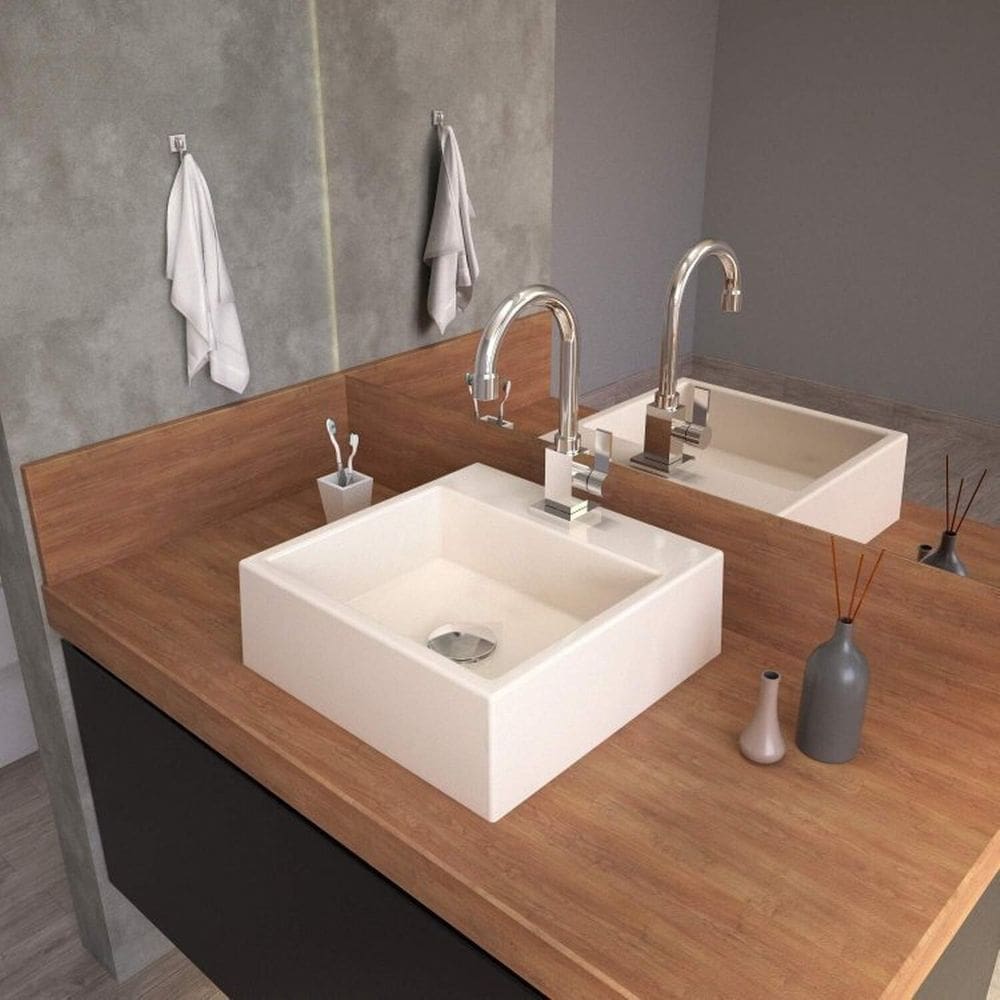 Kit 2 Cuba para Banheiro Q355w Quadrada Compace Bege