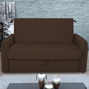 Sofá Cama Com Baú 2 Lugares Furbogh Suede Marrom
