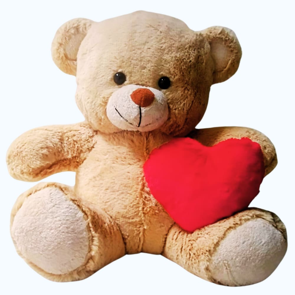 Urso de Pelúcia Teddy Grande 50cm Bege Claro Antialérgico