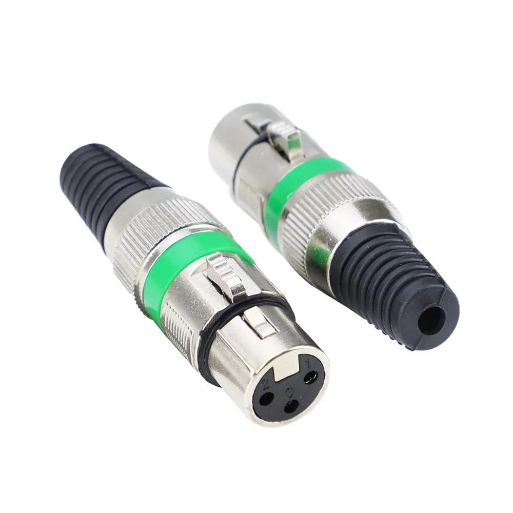 Kit 5 Conectores XLR Cannon Fêmea Verde