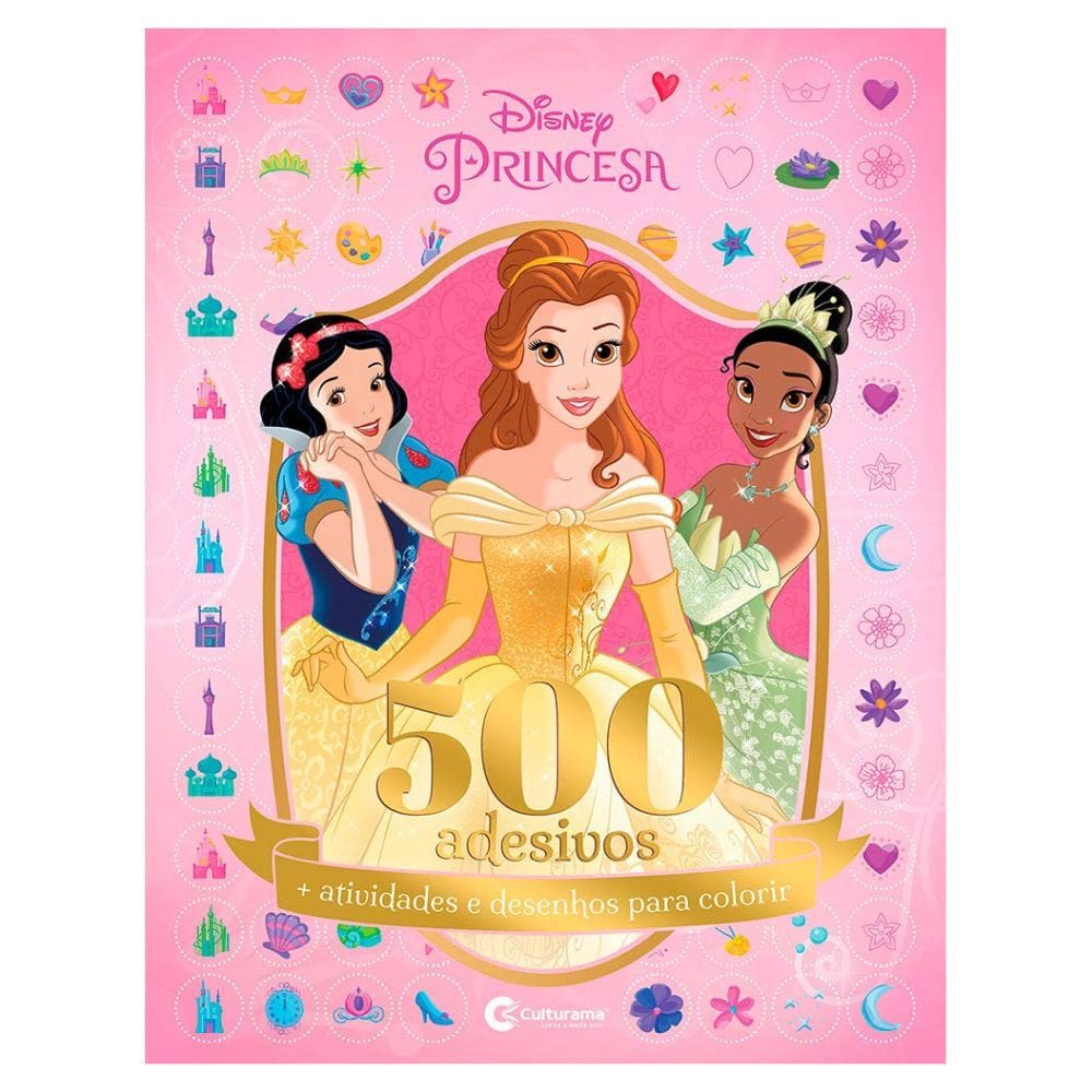 Livro Infantil de Atividades c/ 500 Adesivos Personagens Princesas da Disney - Culturama