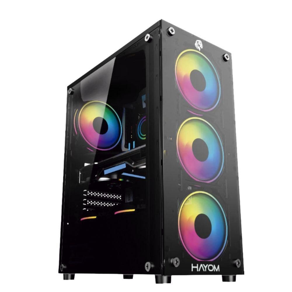 Gabinete Gamer Hayom USB 3.0 Lateral de Vidro Temperado 4 Fans RGB GB1749