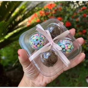 Embalagem Flip Ball Blister Brigadeiro 4 Cavidades 50 Peças - Ideal Para Armazenar 4 Docinhos