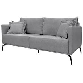 Sofa Liv 3 Lugares 200cm Pes Aço Linho 233 Cinza Ezz