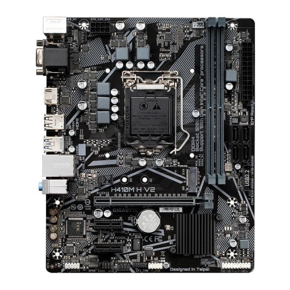 Placa Mae Intel Gigabyte H410m H V2 Ddr4 LGA1200 Matx M.2 Nvme Vga Hdmi