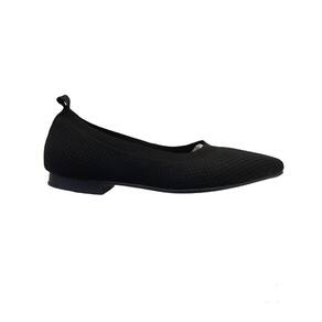 Sapatilha Feminina Malha Knit Tricô Bico Fino Preta Conforto