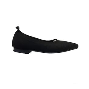 Sapatilha Feminina Malha Knit Tricô Bico Fino Preta Conforto