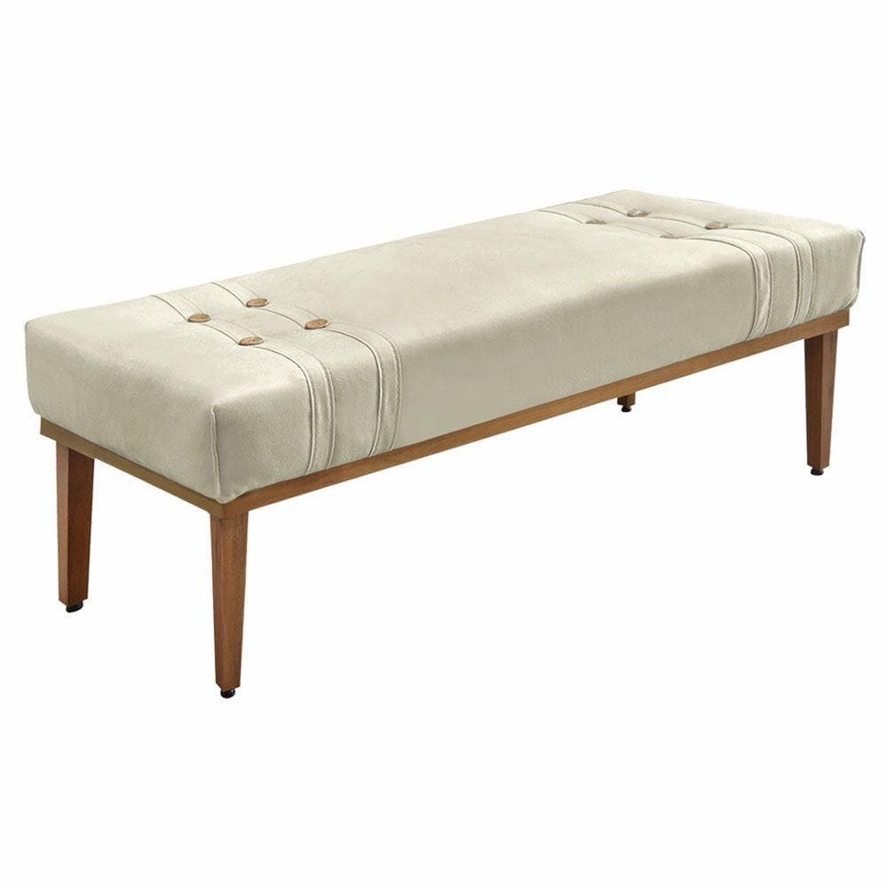 Calçadeira Recamier Queen 1,60m Gênova Veludo Bege