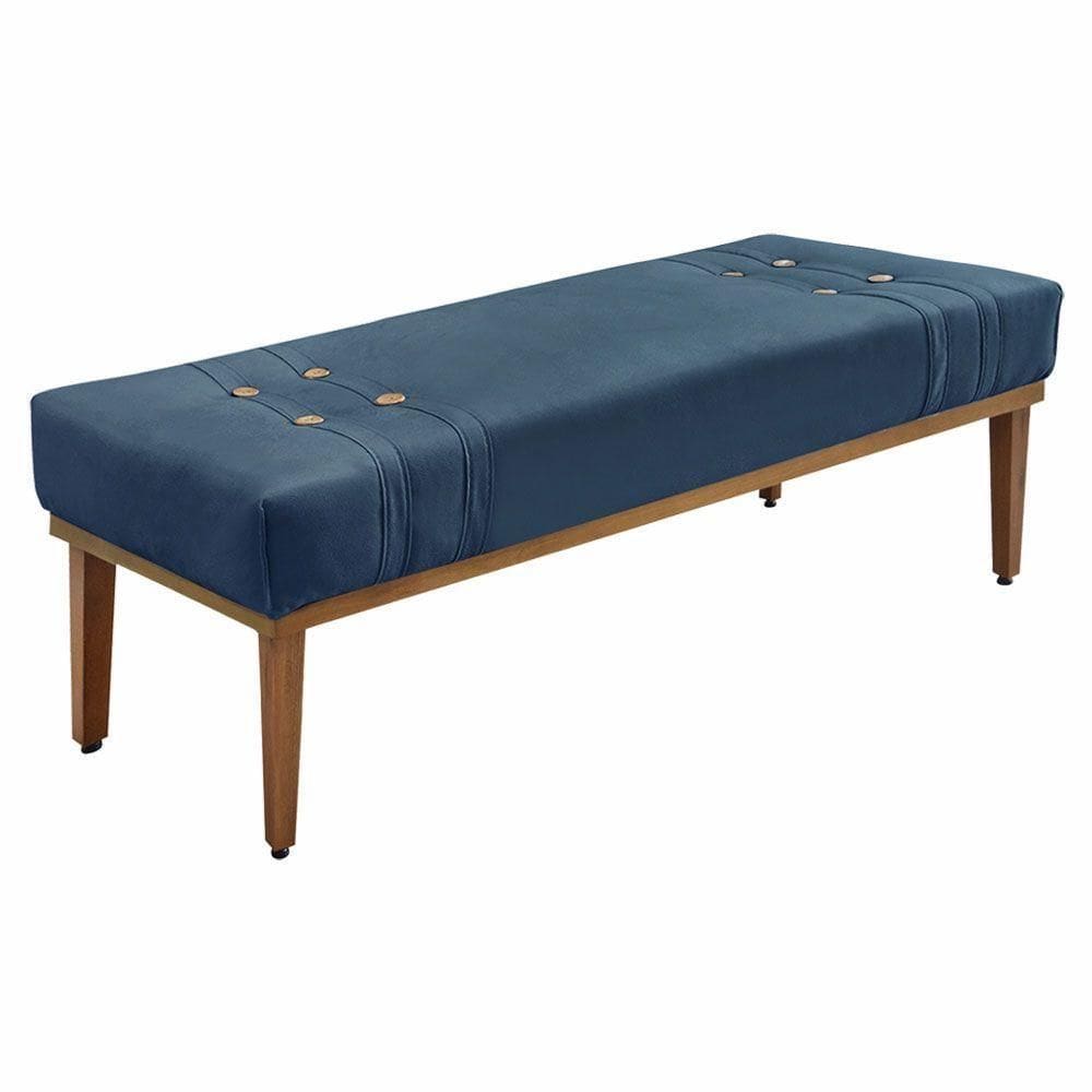 Calçadeira Recamier Queen 1,60m Gênova Veludo Azul Marinho