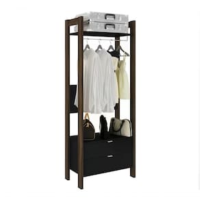 Guarda Roupa Modulado Closet Az1011 Preto Nogal Preto Nogal