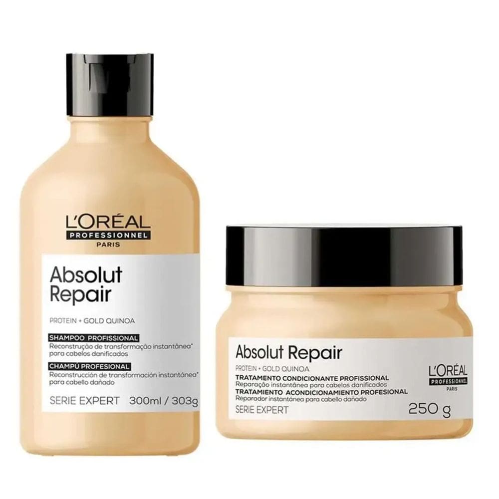 Kit L`Oréal Professionnel Serie Expert Absolut Repair Gold Quinoa (Shampoo 300ml + Máscara 250g)