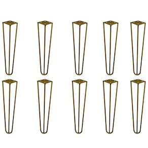 Kit 10 Pés De Metal 30 Cm Mesa De Canto Rack E Puffs Dourado