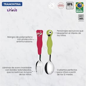 Jogo De Talheres Infantil Colorido Tramontina Lirous 02Pçs