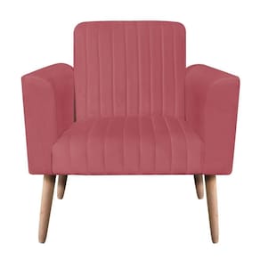 Poltrona Viena Gomada Suede Rose Pés Palito Natural D`rossi