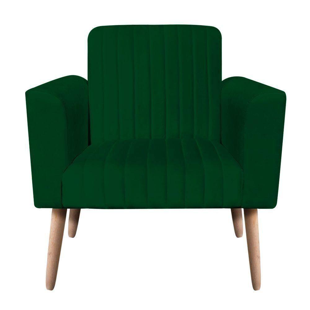 Poltrona Viena Gomada Suede Verde Pés Palito Natural D`rossi