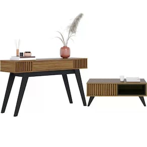 Mesa De Centro Jeri E Aparador Riveira Para Sala Noce Milano
