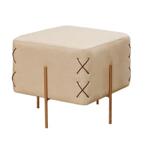 Puff Banqueta Eros Castellar Luxo Móbile Bege Claro