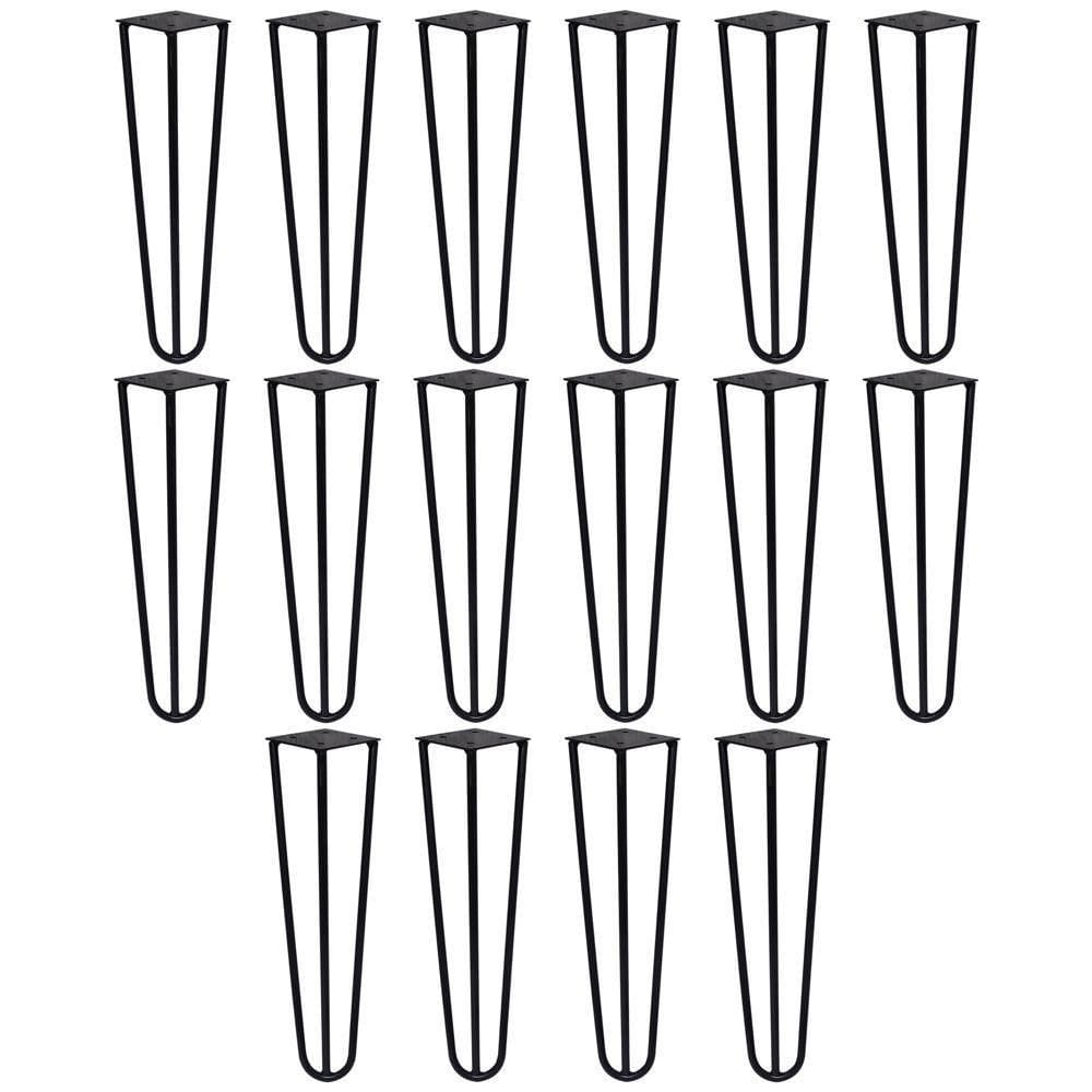 Kit 16 Pés De Metal 25 Cm Mesas De Centro Puffs Preto