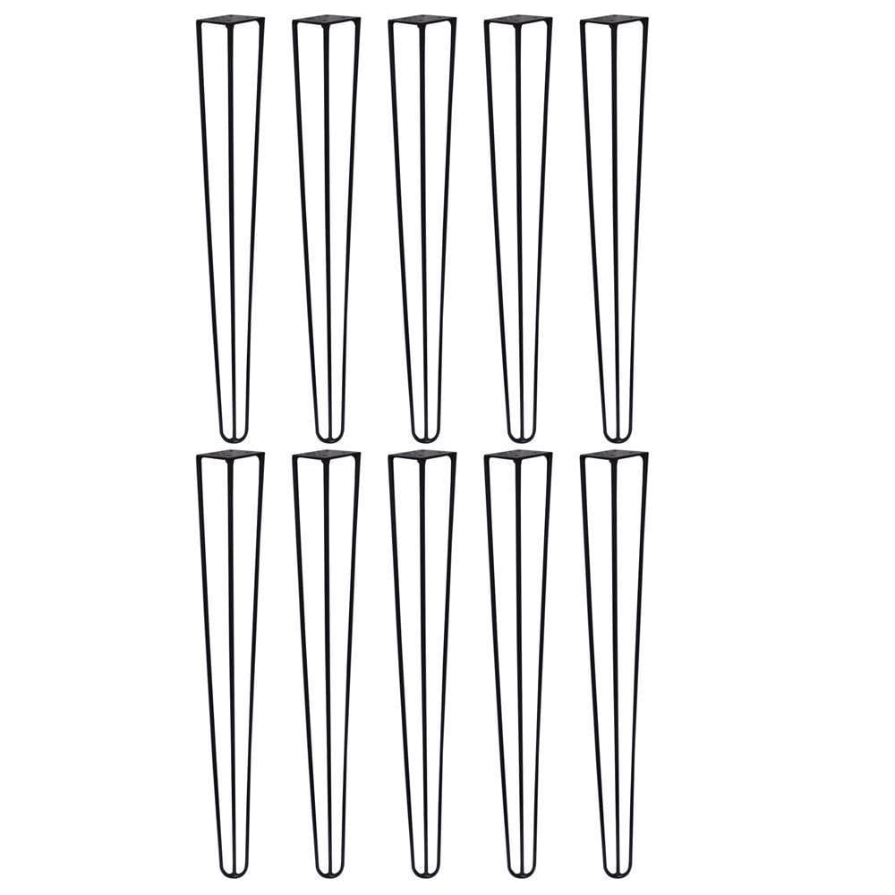 Kit 10 Pés De Metal 60 Cm Harpin Legs Mesa De Canto Preto