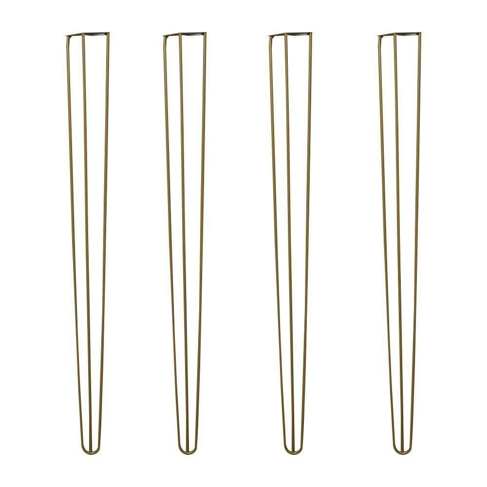 Kit 4 Pés De Metal 60 Cm Mesa De Canto Aparador Dourado