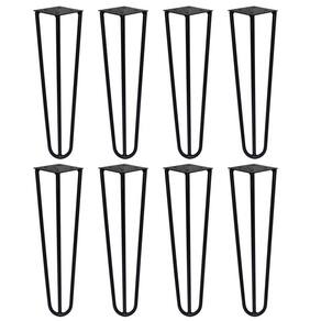 Kit 8 Pés De Metal 30 Cm Mesa De Canto Rack E Puffs Preto