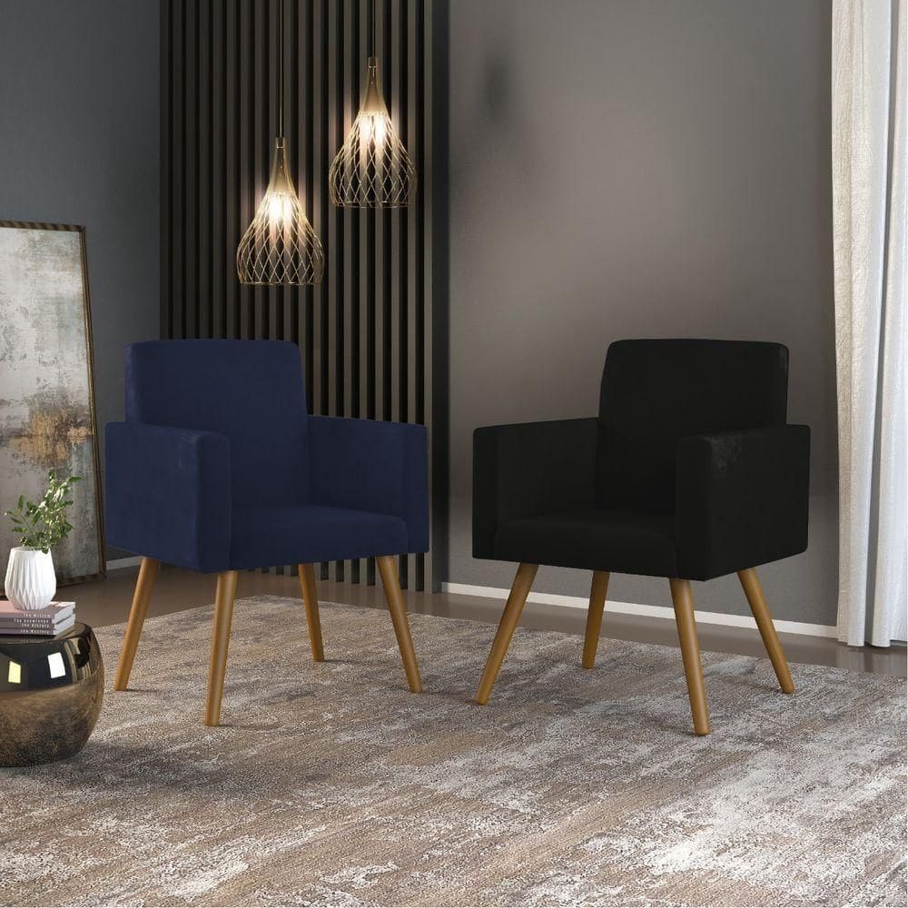 Kit Poltrona 2 Unidade Preto Azul Marinho