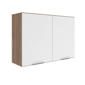 Armário Aéreo 2 Portas 80cm Poliman Móveis Carvalho/Branco