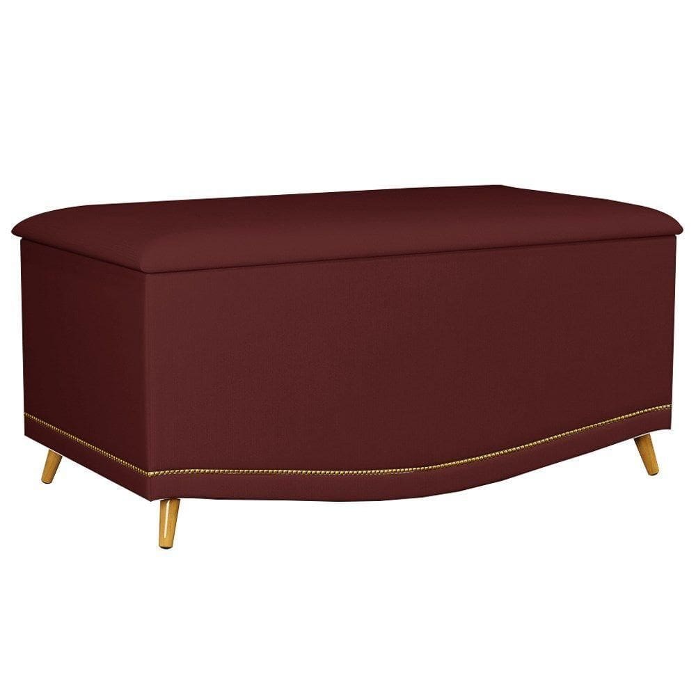 Calçadeira Baú Solteiro 90Cm Suede Vinho