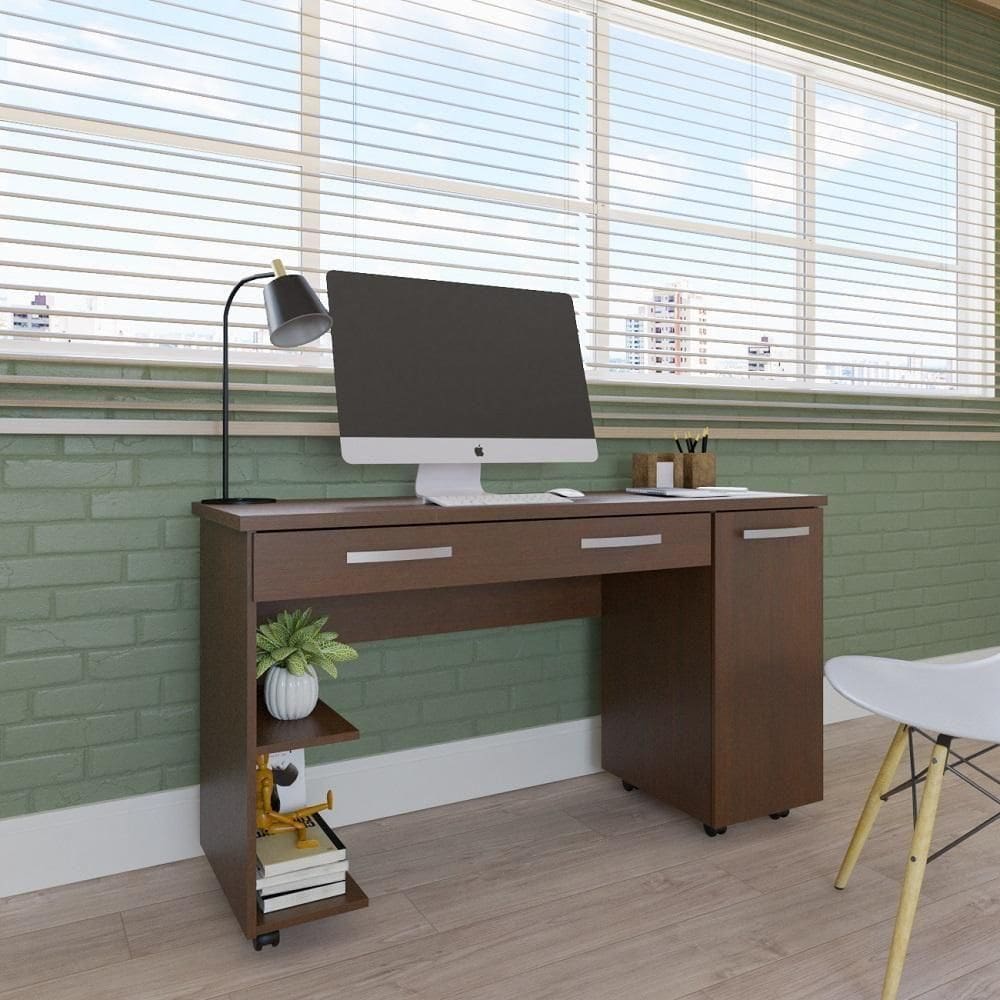 Mesa Para Computador Makalu 1 Porta 2 Gavetas Freijo