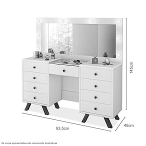 Penteadeira Camarim Com Espelho E Banqueta Malbec Off White