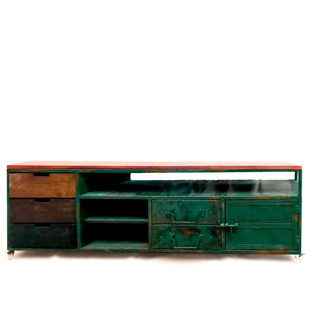 Rack para Tv Loft Estilo Industrial Em Ferro 170cm Verde