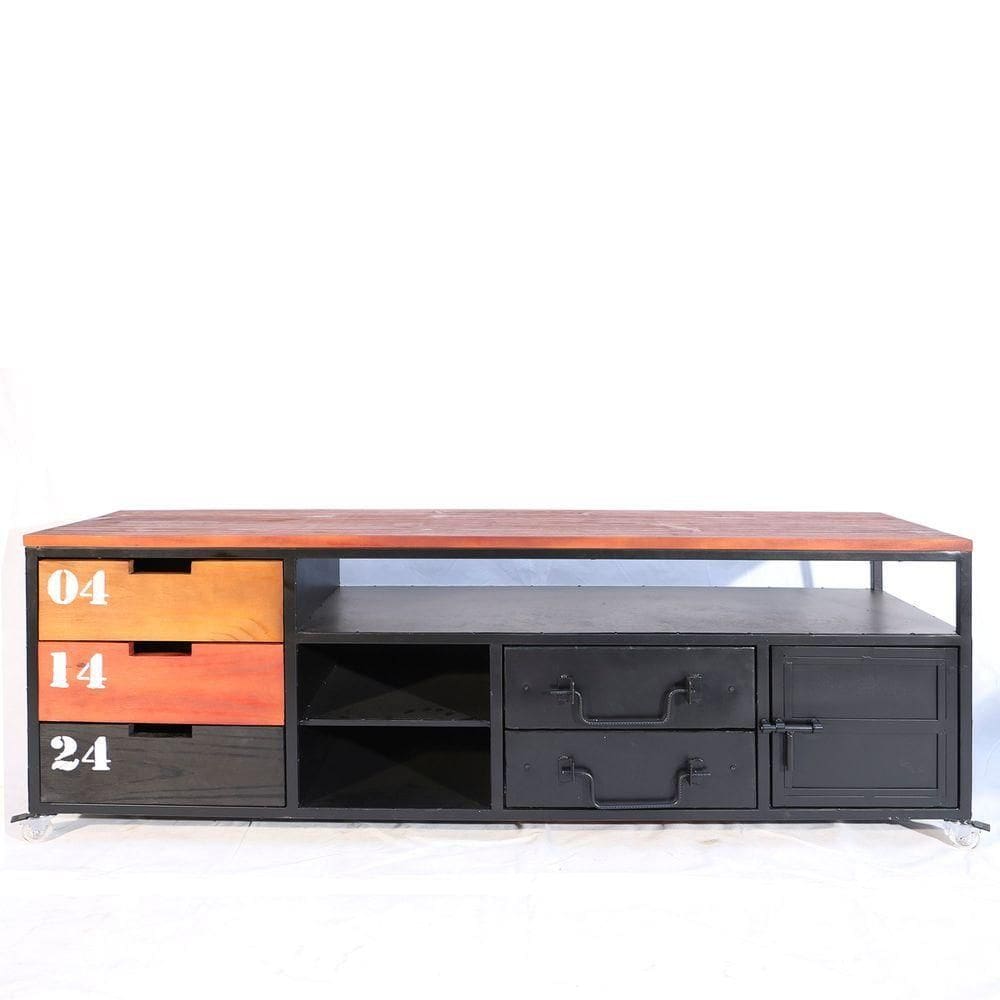 Rack para Tv Loft Estilo Industrial Em Ferro 190cm Preto