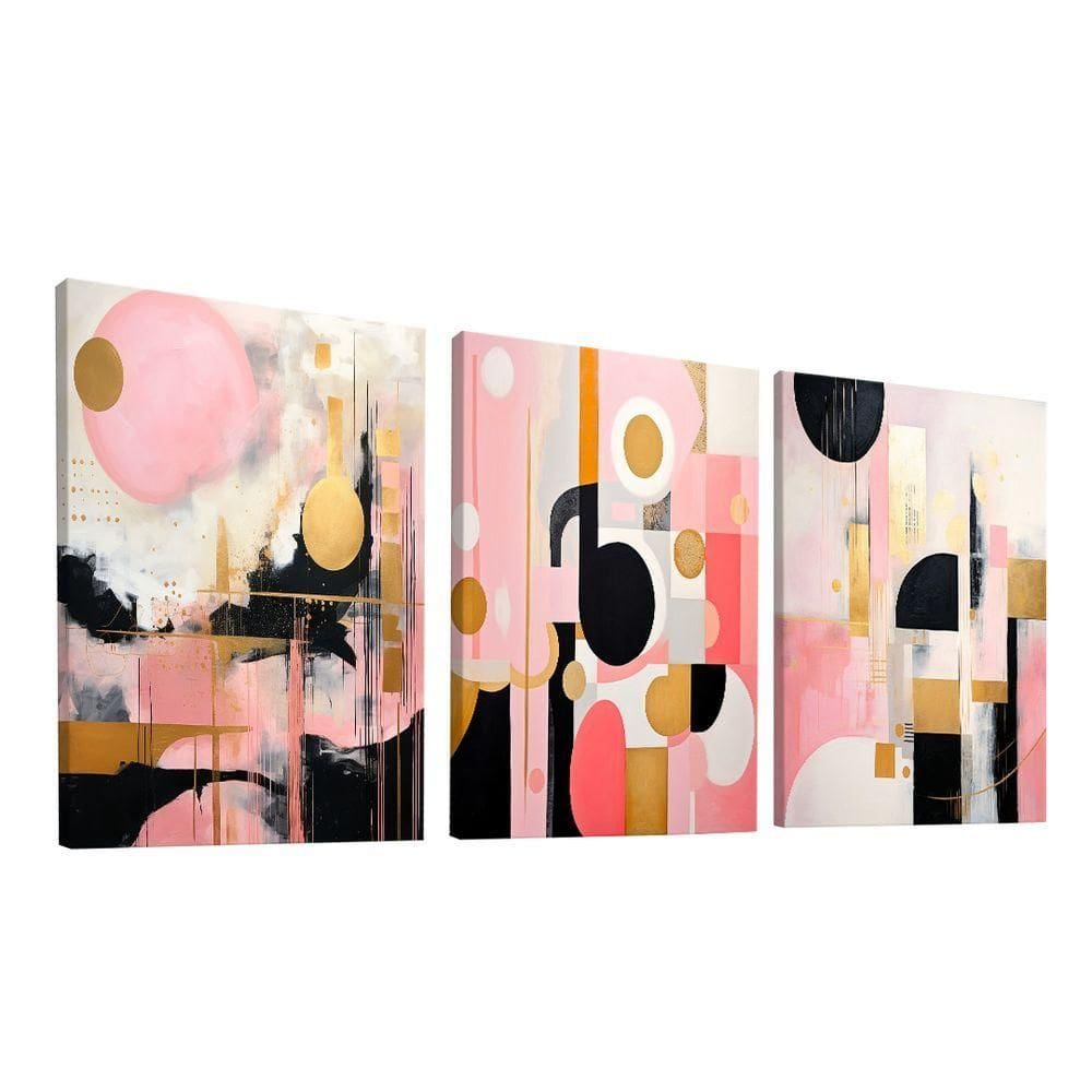Conjunto De Quadros Trio Abstract Pink Light -- Br Artes