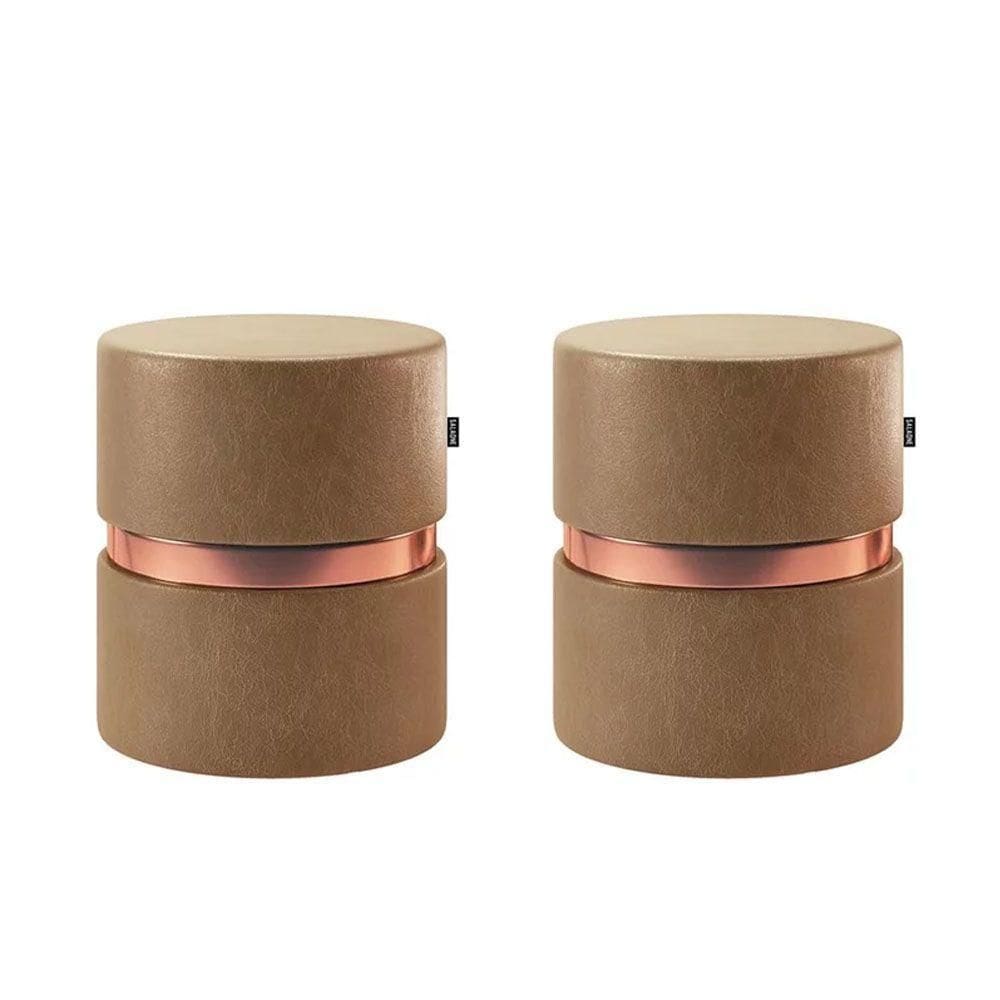 Kit 02 Puffs Decorativo Redondo Porto Luxo -one Courissimo Amarula