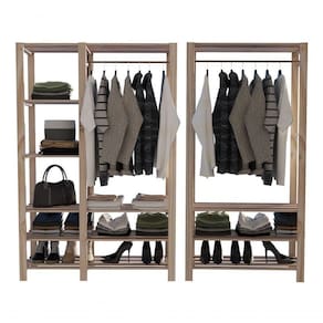 Arara Dupla Closet Combo De Madeira Pinus Organizador