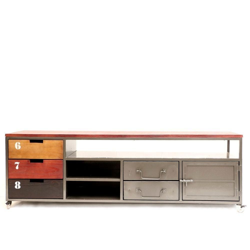 Rack para Tv Loft Estilo Industrial Em Ferro 180cm Cinza