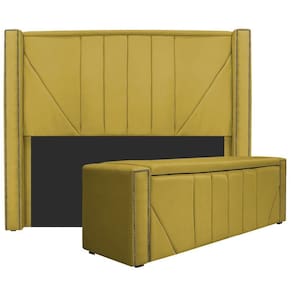Cabeceira E Baú Casal 140Cm p/Cama Box - Adj Decor Amarelo