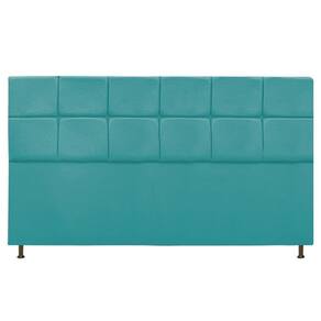 Cabeceira Estofada Damares 195 Cm King Size Azul Turquesa