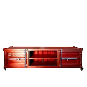 Rack para Tv Newark Estilo Industrial Em Ferro Vermelho 160c