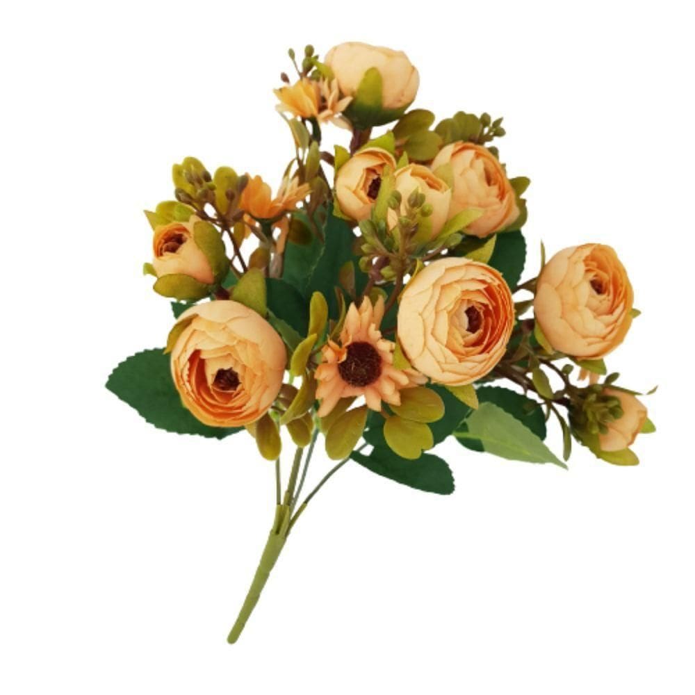 Flor Artificial Buquê Camélia E Margarida 30cm