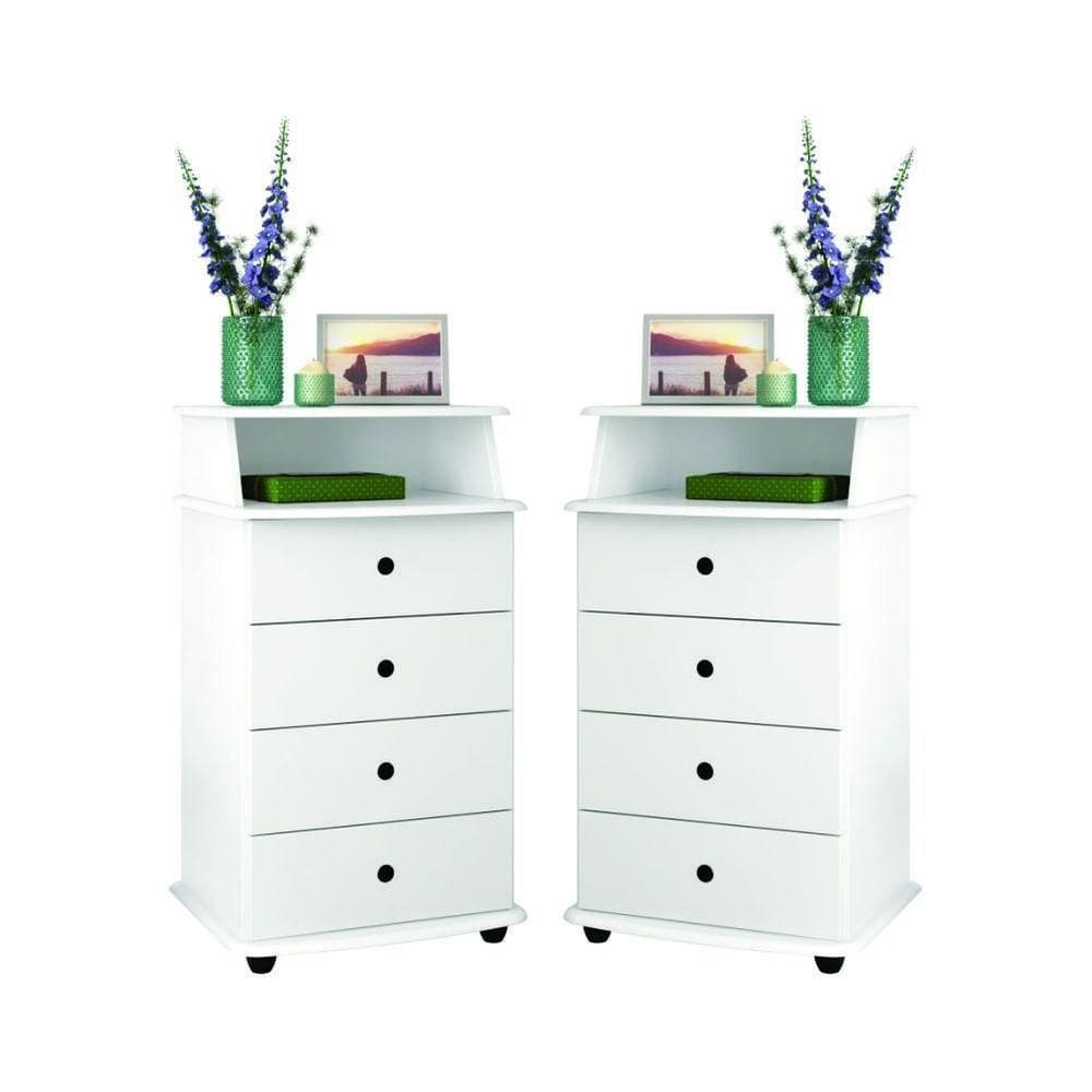 Conjunto De Mesas De Cabeceira Kansas Ll Branco