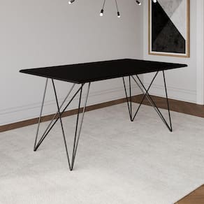 Mesa De Madeira Trama Base Preta Com Tampo Preto 140 X 80 - Asturias - Cor: Preto