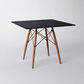 Mesa Eiffel Wood Cobre Tampo De Madeira Quadrada 90 Cm Preto Asturias - Cor: Marrom