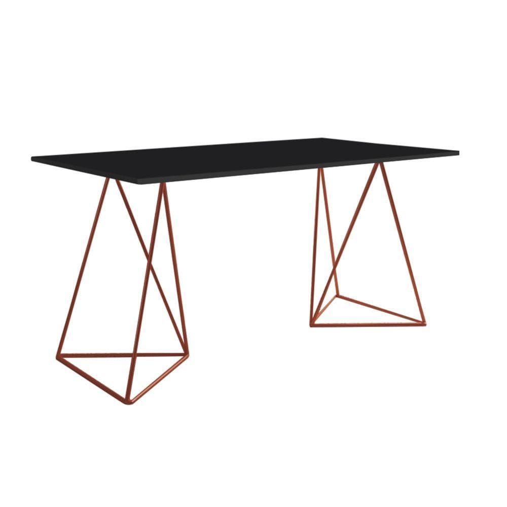 Escrivinha Mesa Bela Vista Cobre E Tampo Preto - Cor: Preto