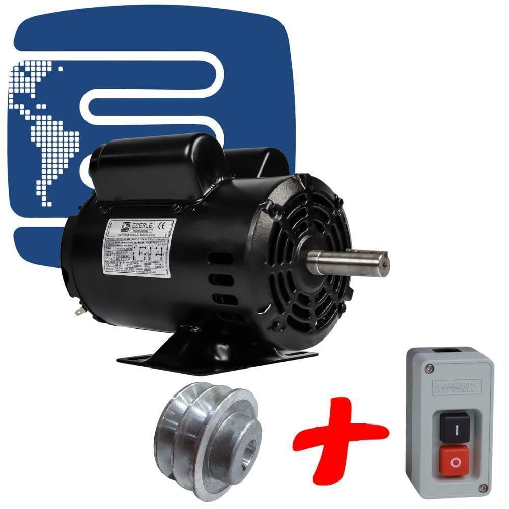 Motor Elétrico Monofásico 3Cv 4 Pólos Baixa Rotação C/ Polia E Chave