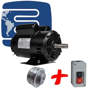 Motor Elétrico Monofásico 3Cv 4 Pólos Baixa Rotação C/ Polia E Chave