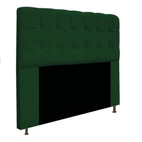 Cabeceira e Calçadeira Baú Mel 195cm King Size Suede Verde