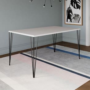 Mesa Elen Tampo Retangular 140 X 80 Cm De Madeira Branco Asturias - Cor: Branco
