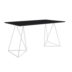 Escrivinha Mesa Bela Vista Branco E Tampo Preto - Cor: Preto