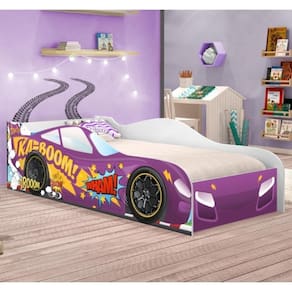 Cama Carro Vrooom Roxo Solteiro Com Colchão